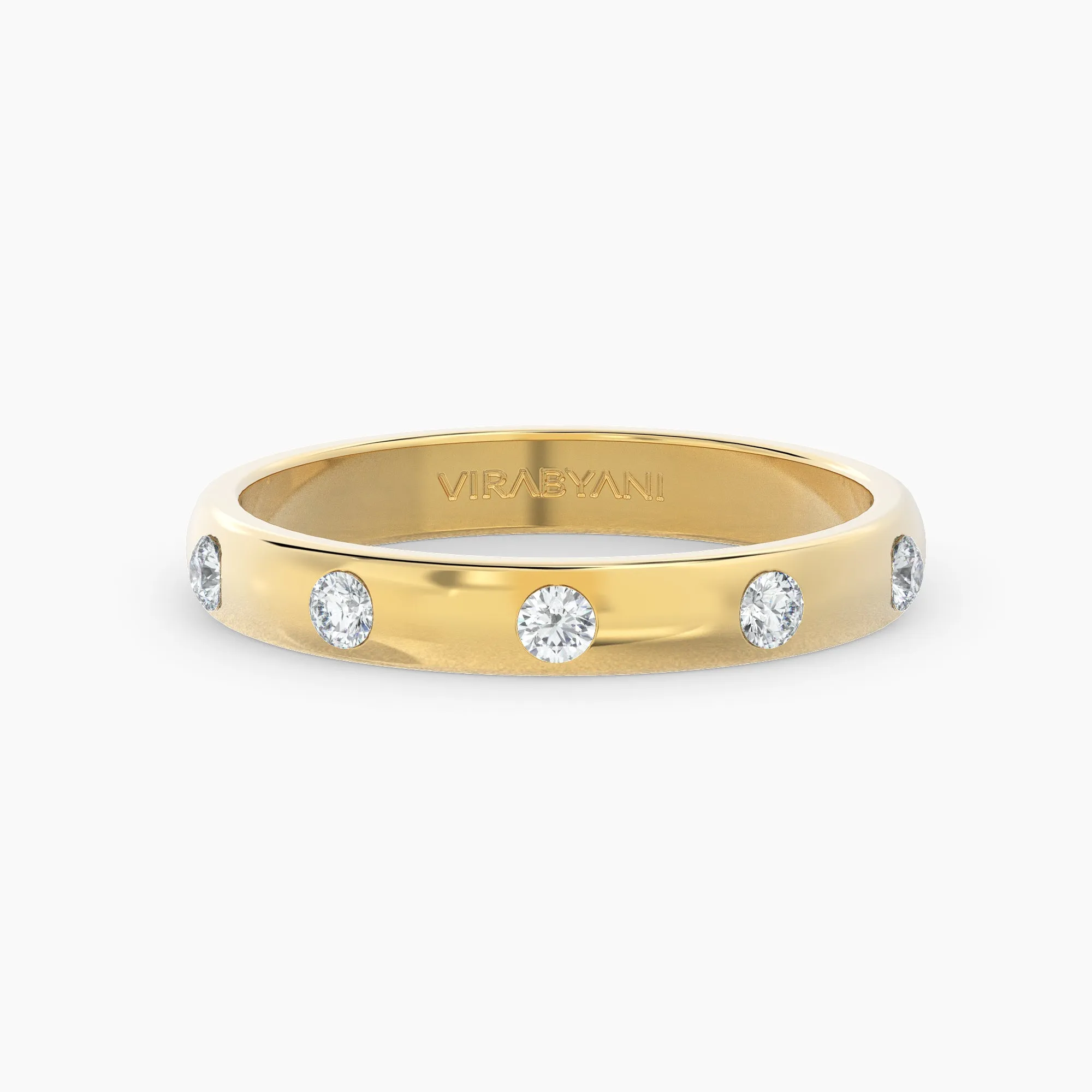 Bezel Set Round Diamond Band Five Stone Anniversary Ring
