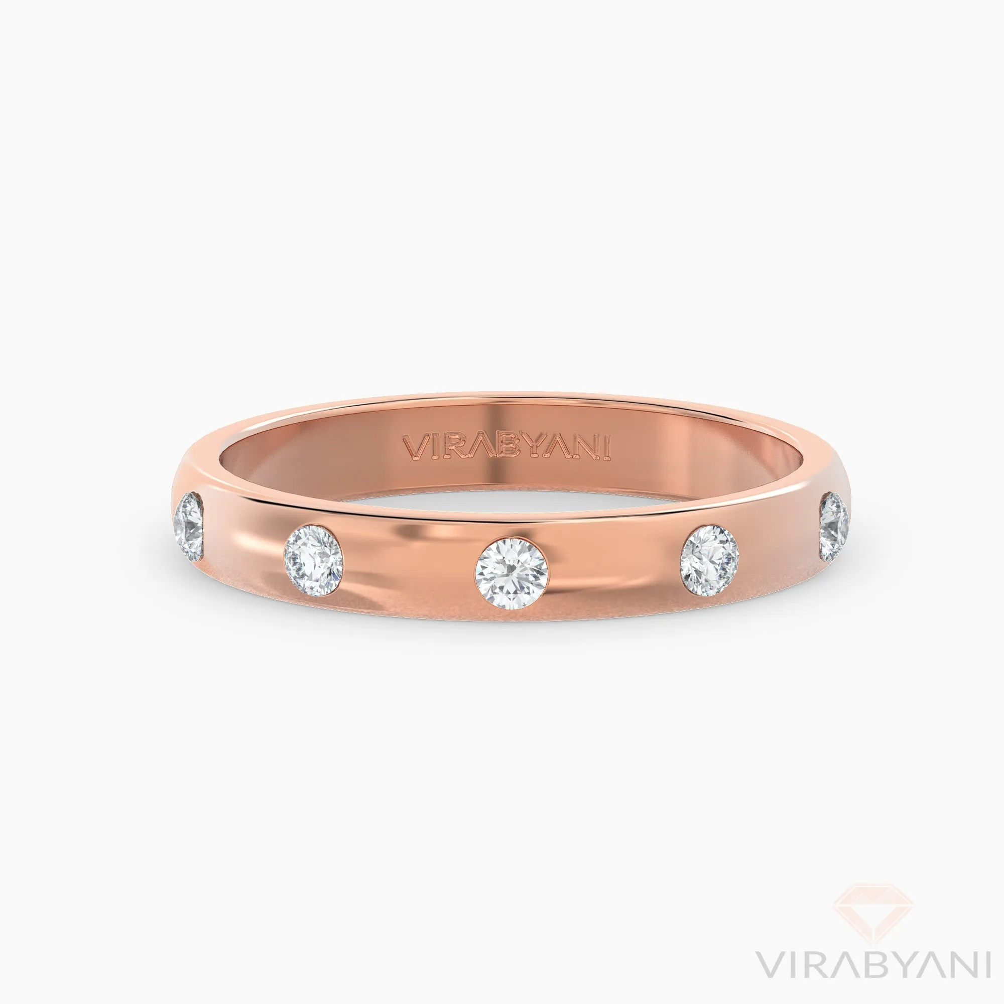 Bezel Set Round Diamond Band Five Stone Anniversary Ring