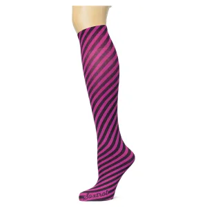 Bias Stripe on Magenta Knee Highs