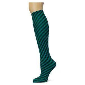 Bias Stripe on Teal Knee Highs