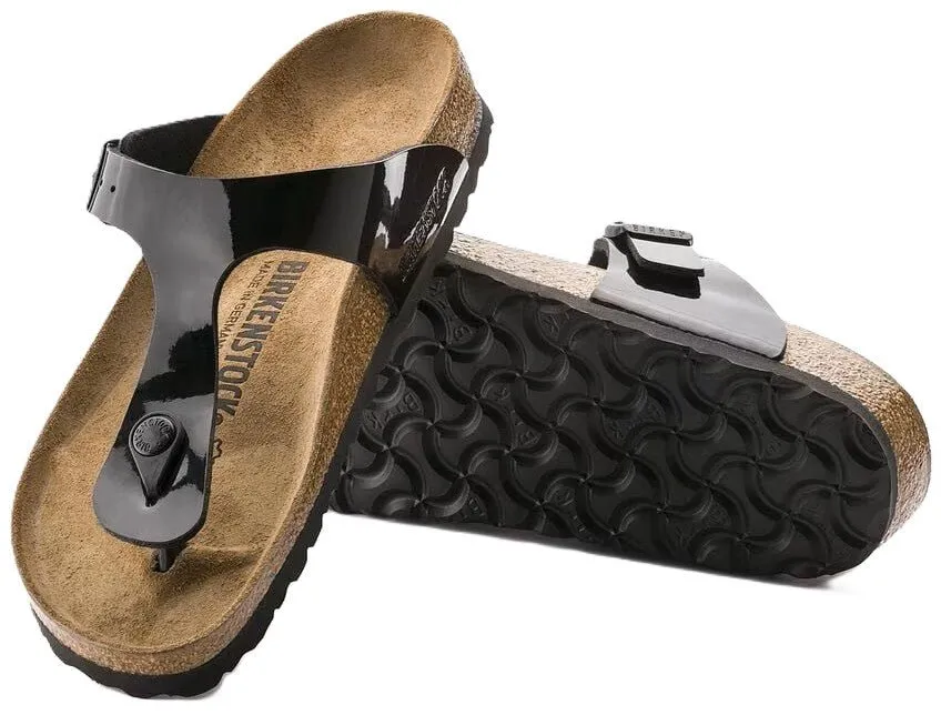 Birkenstock Gizeh Sandal - Black Patent Birko-Flor | Comfortable Cork Footbed