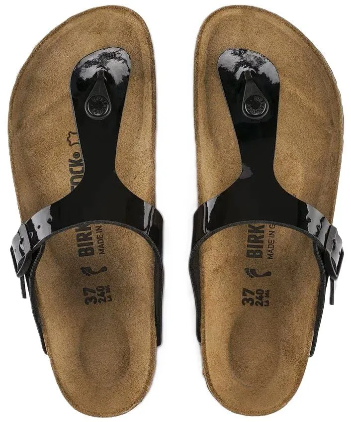Birkenstock Gizeh Sandal - Black Patent Birko-Flor | Comfortable Cork Footbed