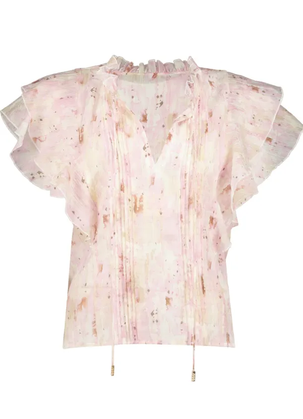 Bishop   Young Remi Ruffle Sleeve Top - Flush Botanical Print