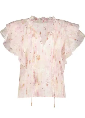 Bishop   Young Remi Ruffle Sleeve Top - Flush Botanical Print