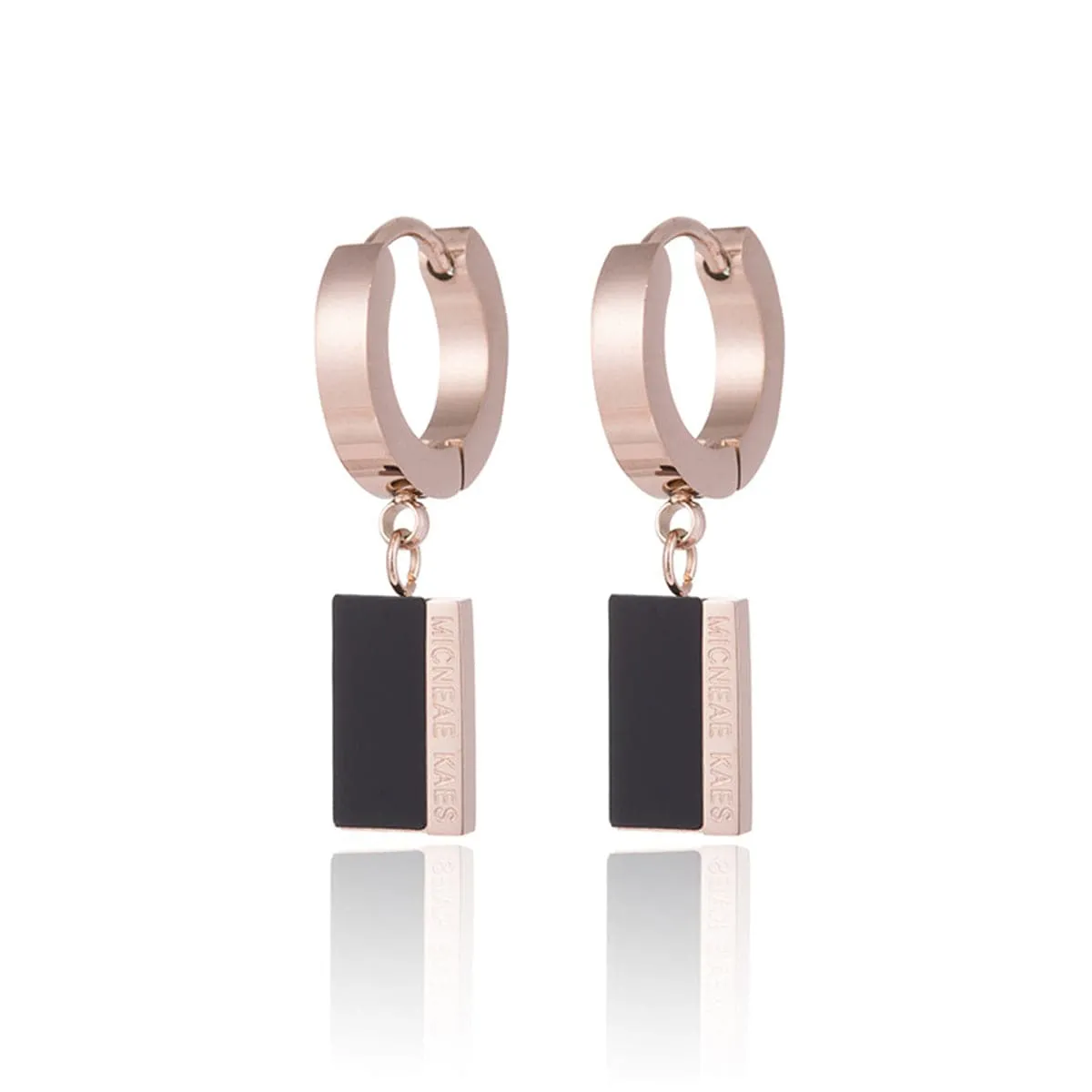 Black Acrylic & 18K Rose Gold-Plated Rectangle Drop Earrings