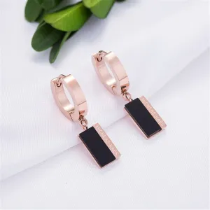 Black Acrylic & 18K Rose Gold-Plated Rectangle Drop Earrings