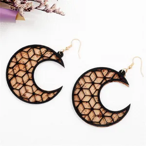 Black Acrylic & Polystyrene 18K Gold-Plated Moon Drop Earrings