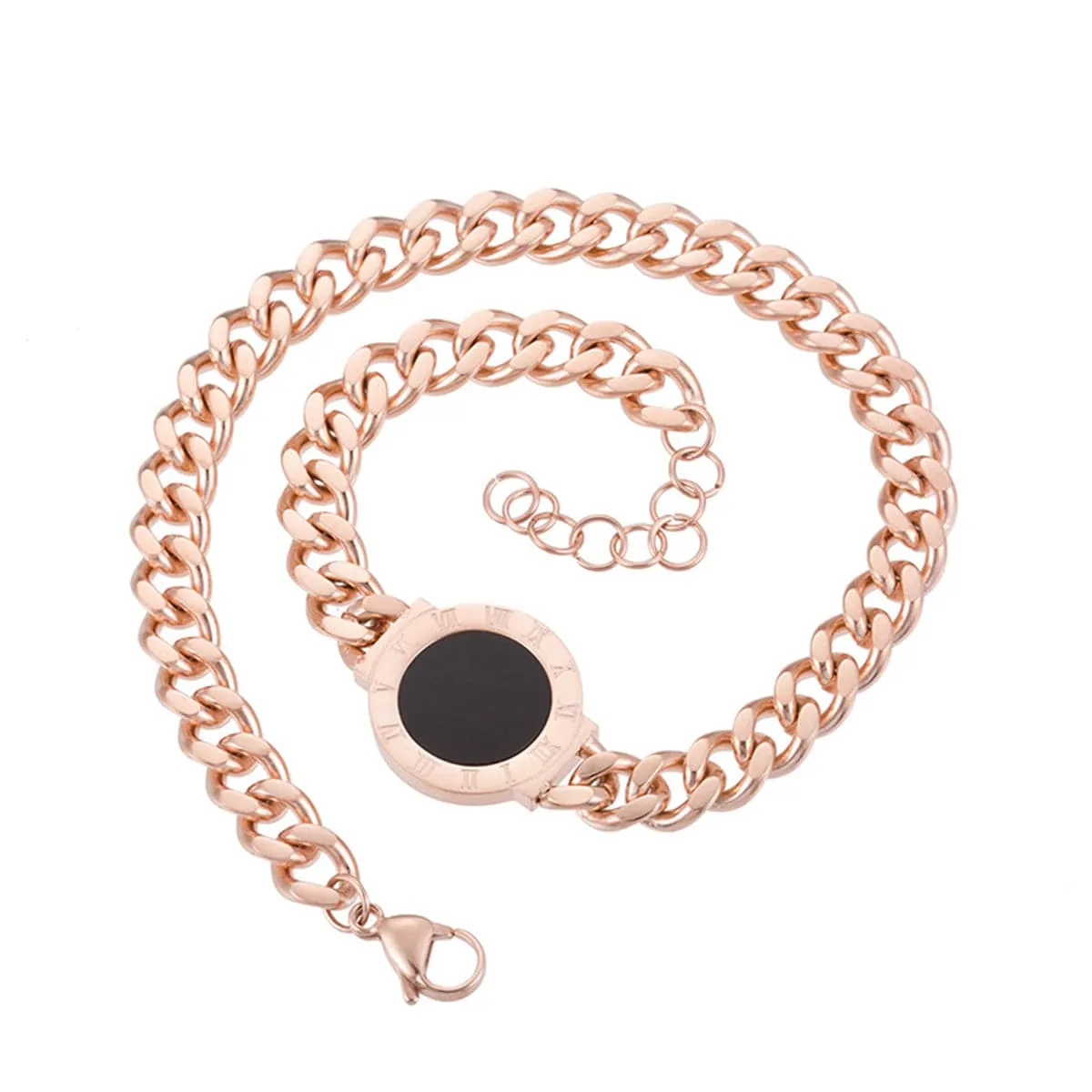 Black & 18K Rose Gold-Plated Chain Wrap Bracelet