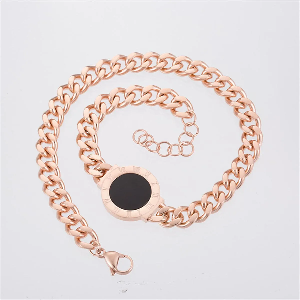 Black & 18K Rose Gold-Plated Chain Wrap Bracelet