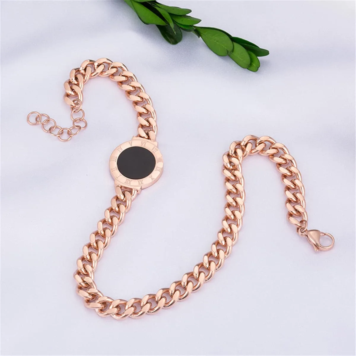Black & 18K Rose Gold-Plated Chain Wrap Bracelet
