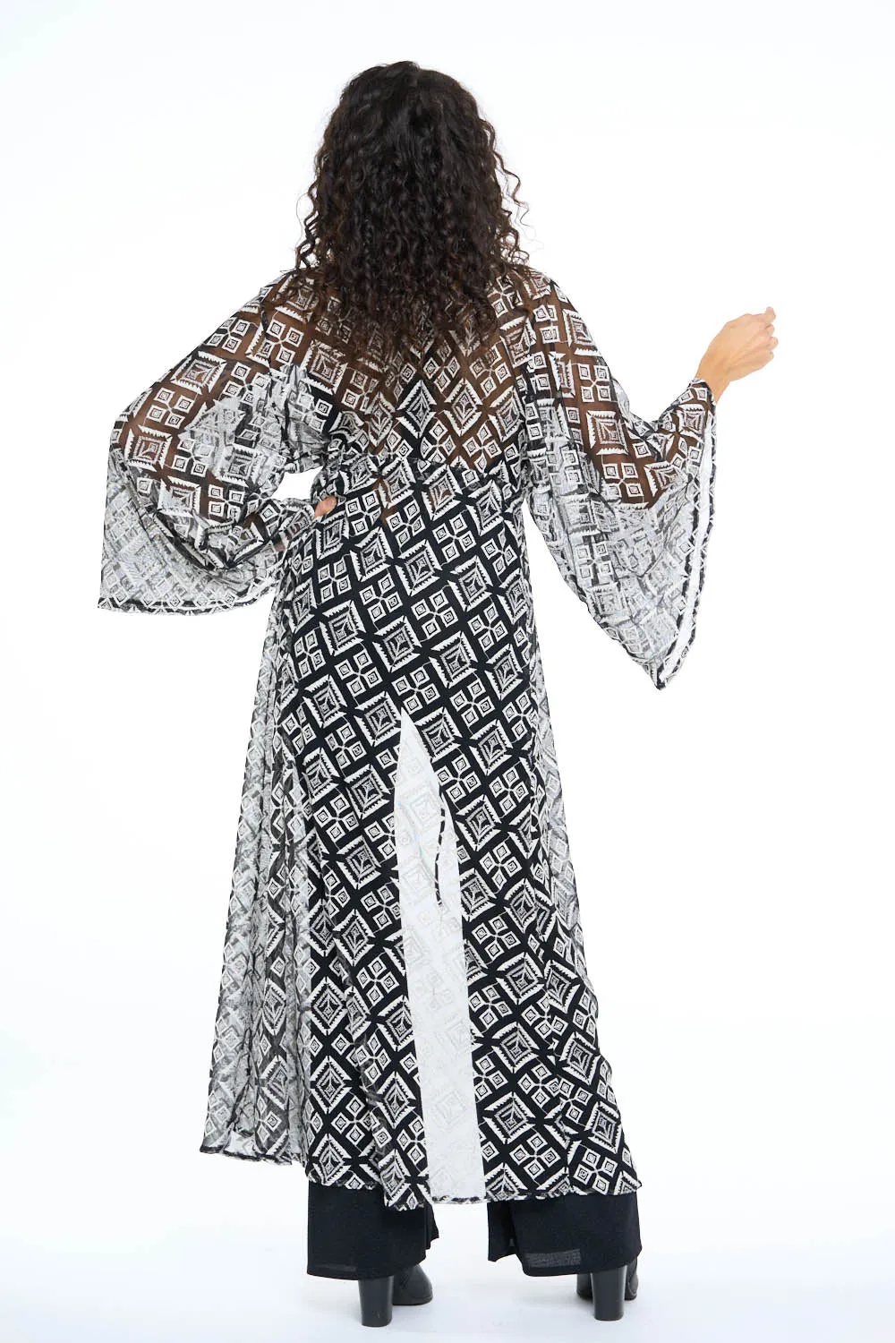 Black & Cream Diamond Lace Gemini Leisure Robe