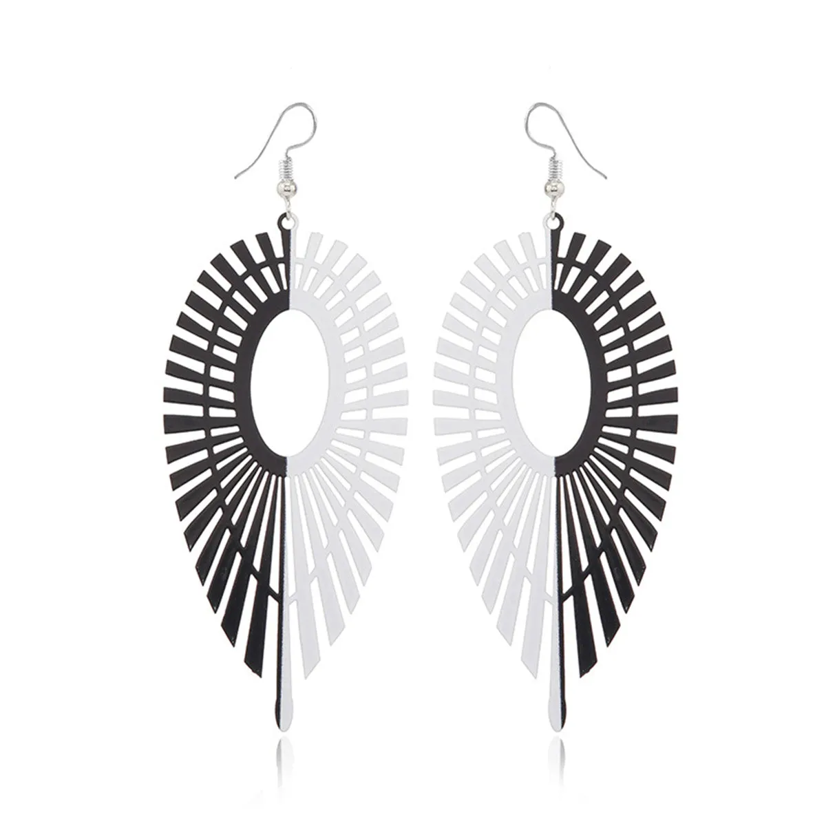 Black & White Abstract Wing Drop Earrings