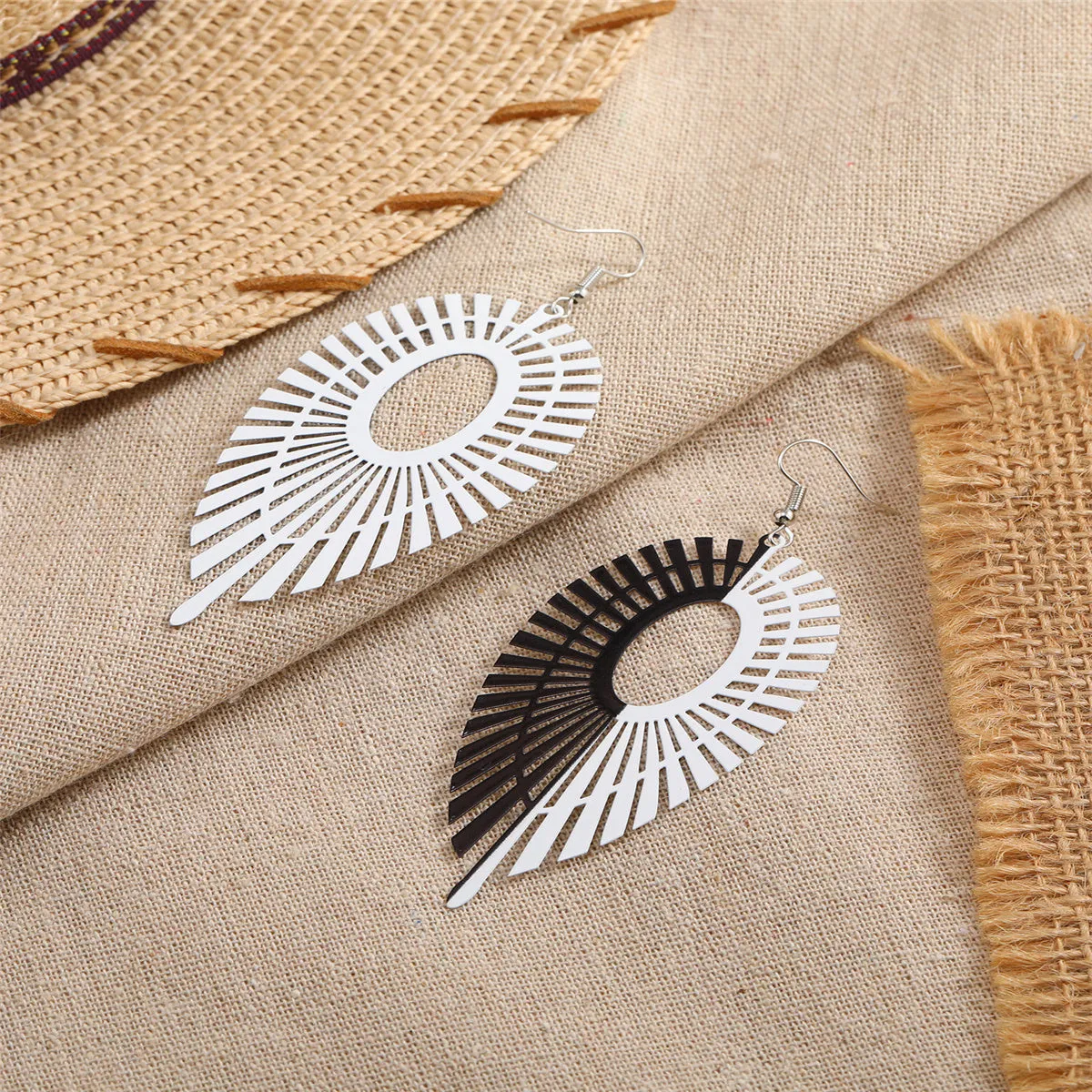 Black & White Abstract Wing Drop Earrings