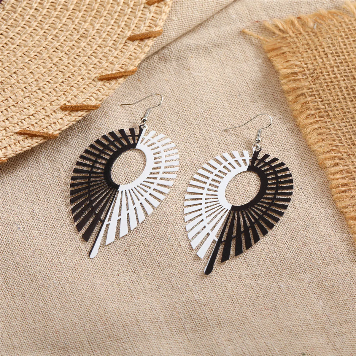 Black & White Abstract Wing Drop Earrings