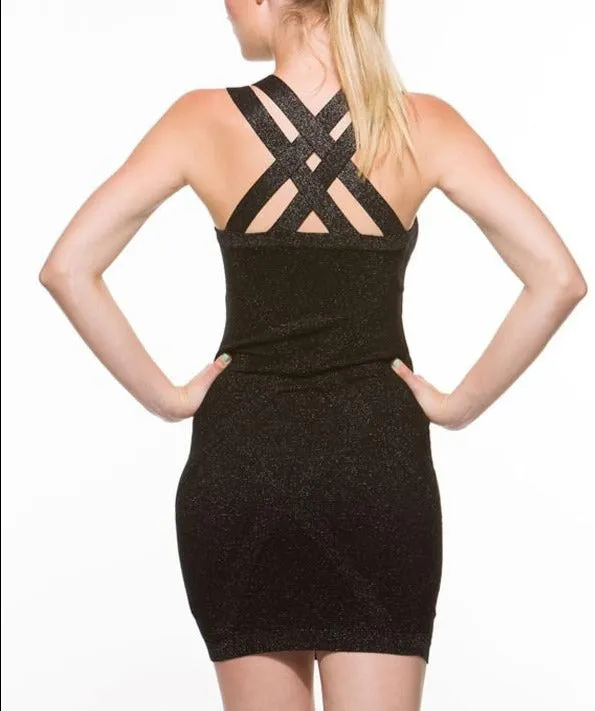 Black Double Strapped Bandage Dress