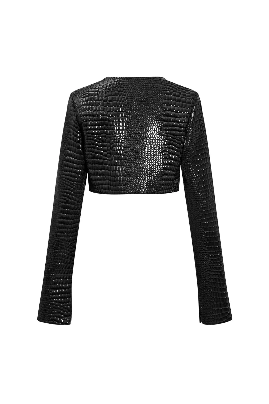Black Luxe Croc Jacket