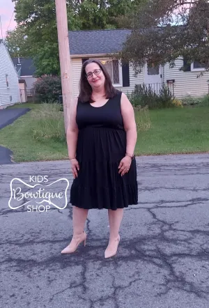 Black or Sage Tier Cotton Dress