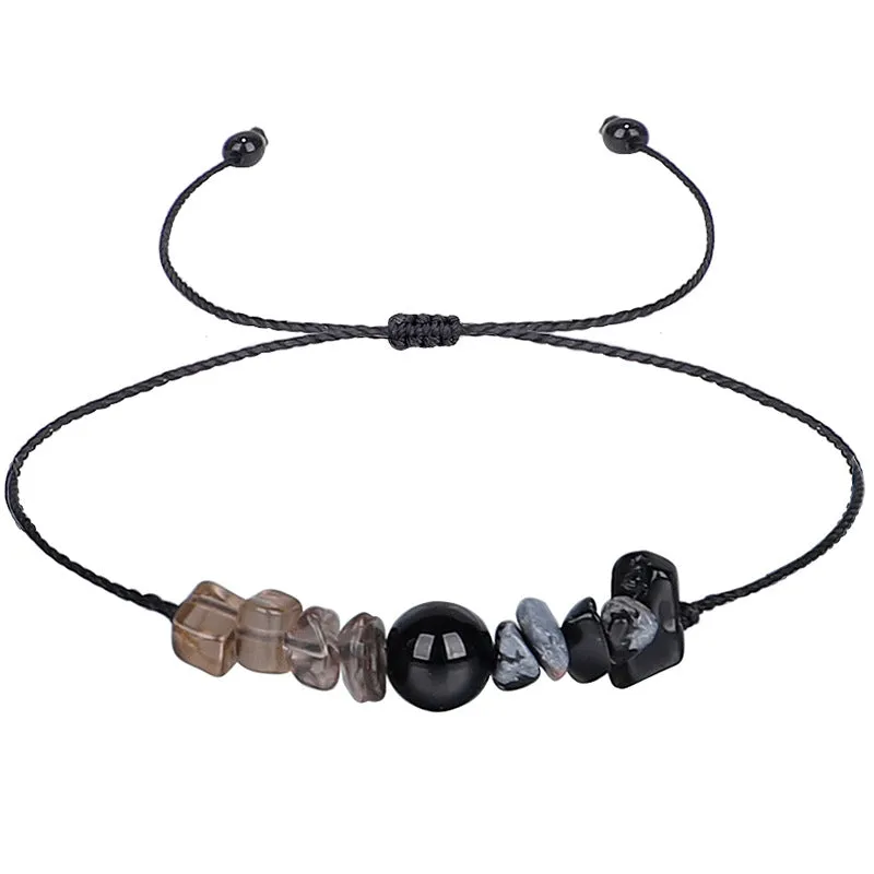 Black Quartz 'Life Takes Bravery' Adjustable Bracelet