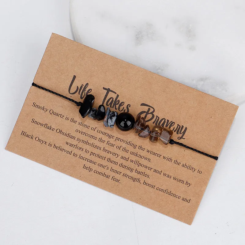 Black Quartz 'Life Takes Bravery' Adjustable Bracelet
