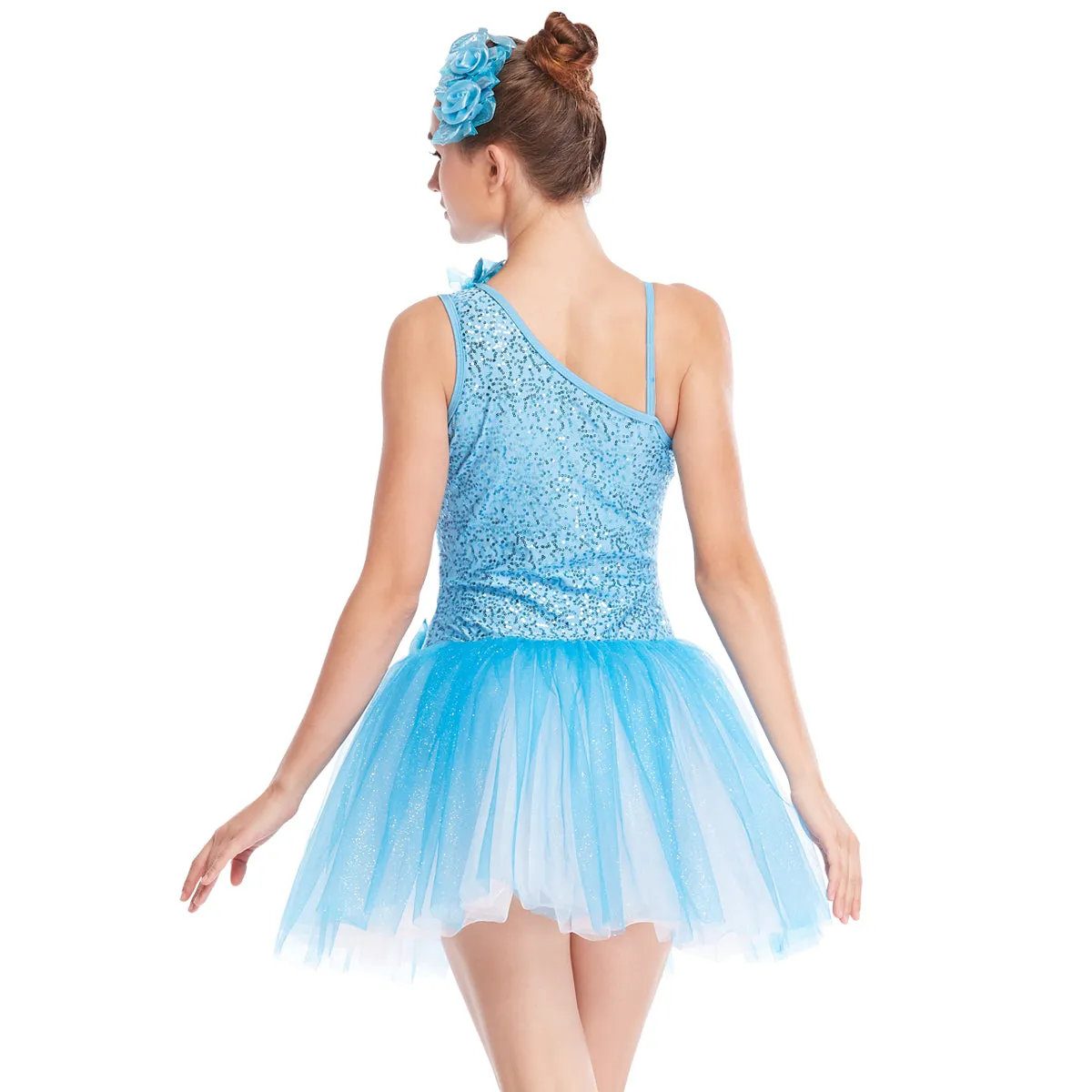 Blue Flowers Strap Ballet Dance Tutu Dress