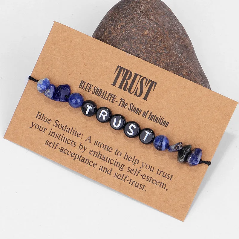 Blue Quartz & Black 'Trust' Adjustable Bracelet
