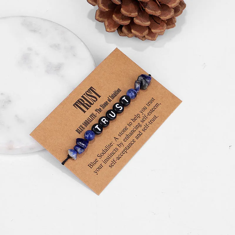Blue Quartz & Black 'Trust' Adjustable Bracelet