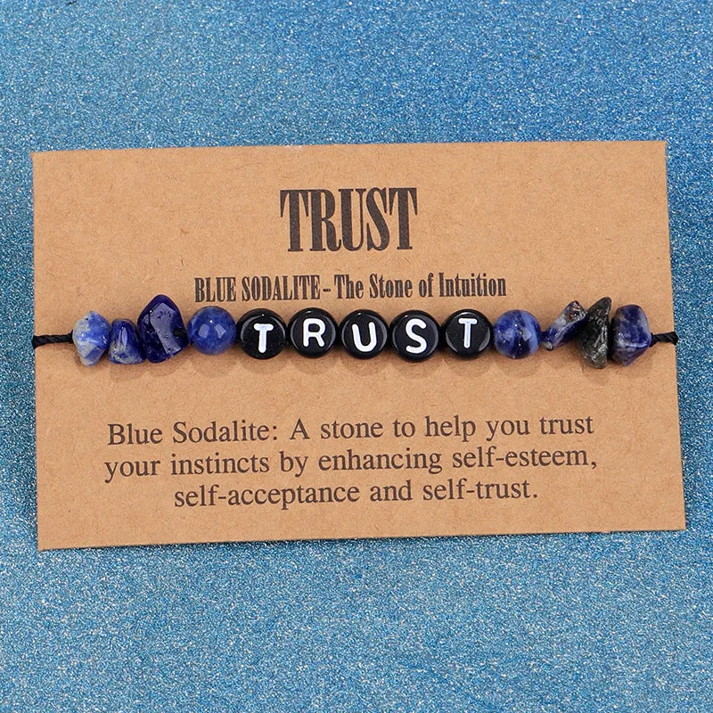 Blue Quartz & Black 'Trust' Adjustable Bracelet