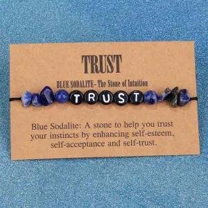 Blue Quartz & Black 'Trust' Adjustable Bracelet