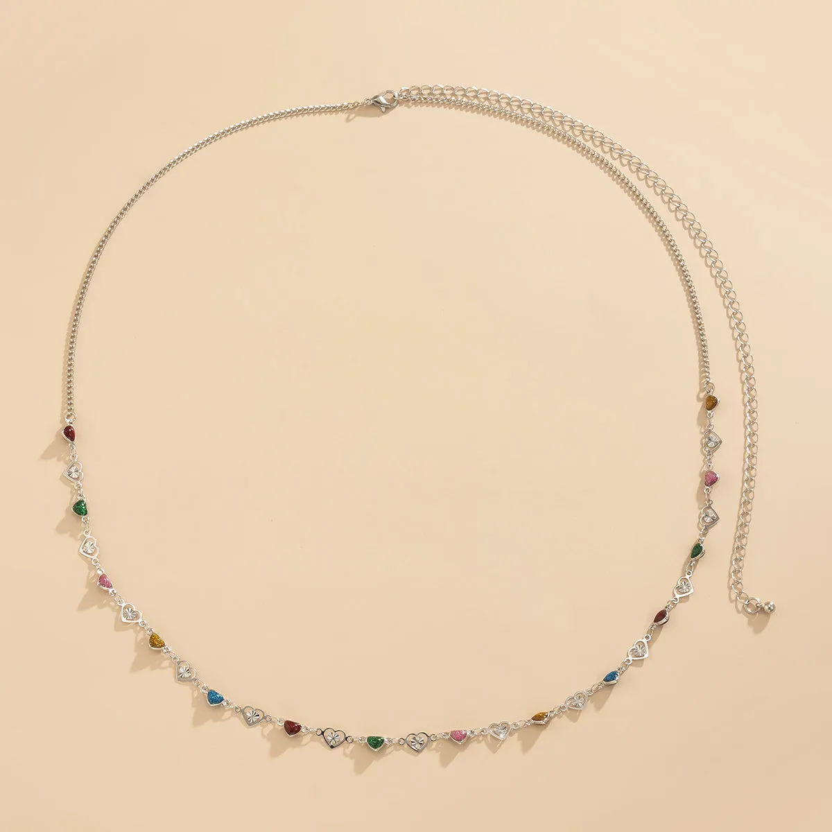 Blue Resin & Silver-Plated Heart Waist Chain