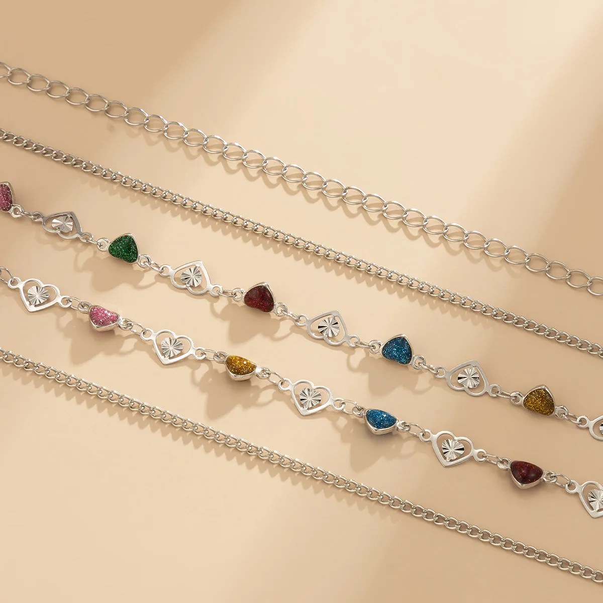 Blue Resin & Silver-Plated Heart Waist Chain