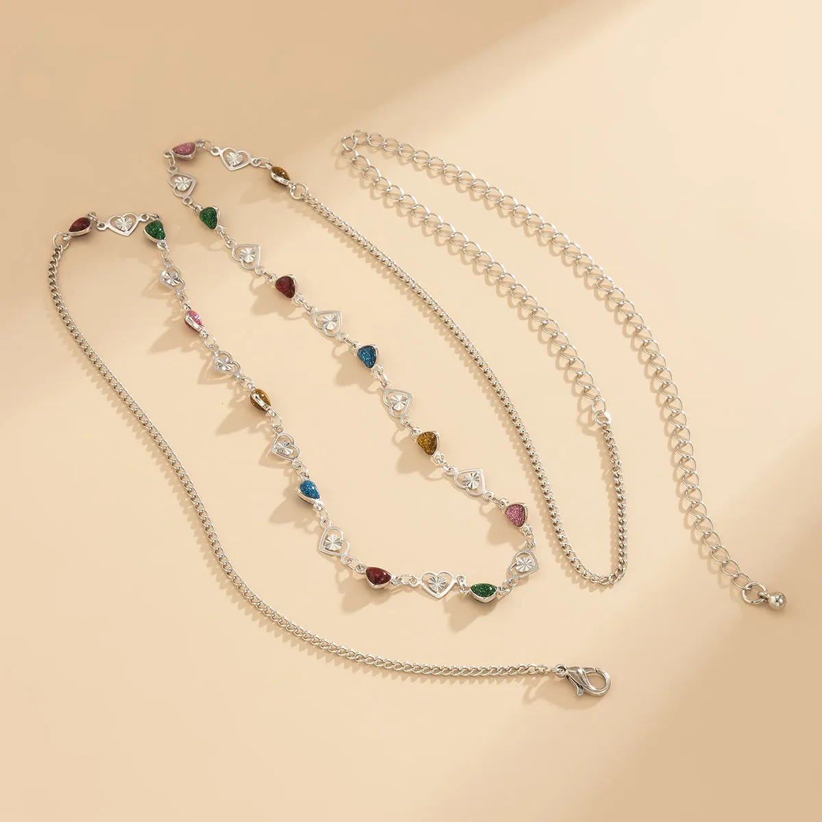 Blue Resin & Silver-Plated Heart Waist Chain
