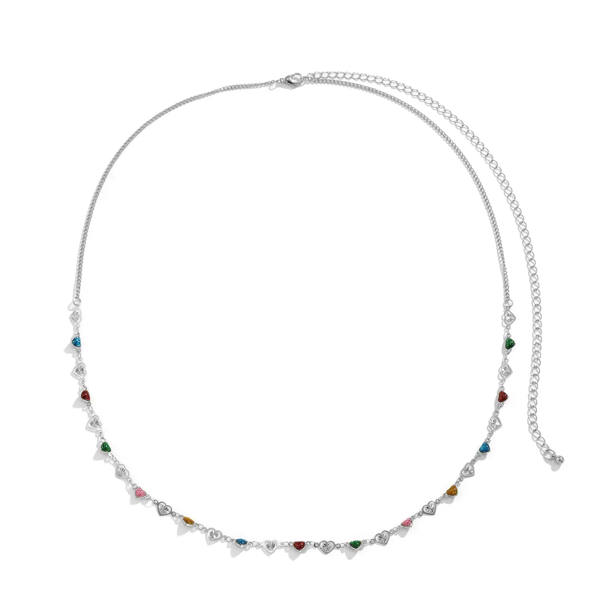 Blue Resin & Silver-Plated Heart Waist Chain
