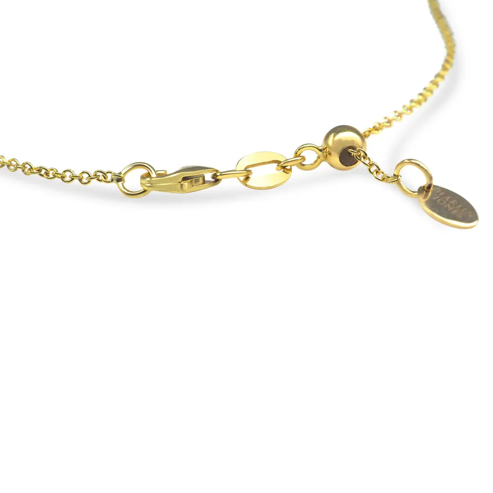 Blue Sapphire & Diamond Drop Necklace-Yellow Gold