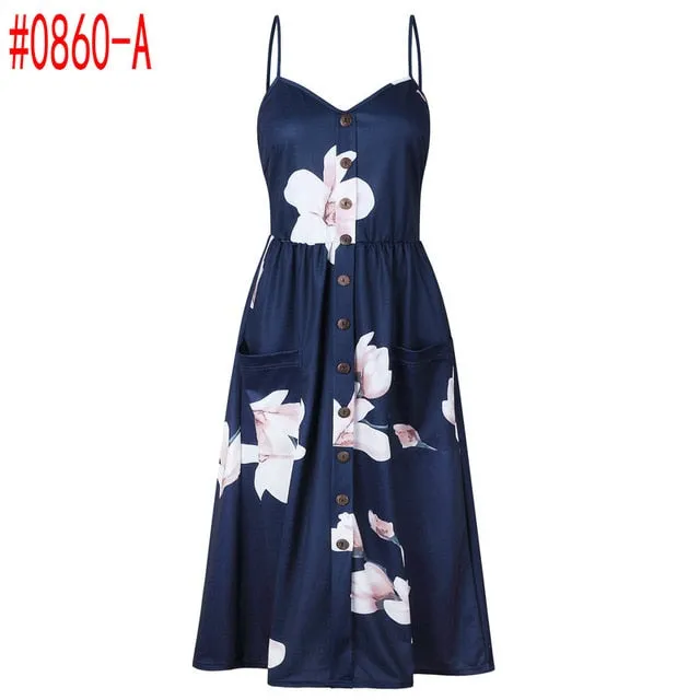 Bohemian Floral Tunic Women's Dress Sweet & Cute Sleeveless