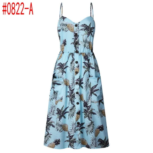Bohemian Floral Tunic Women's Dress Sweet & Cute Sleeveless