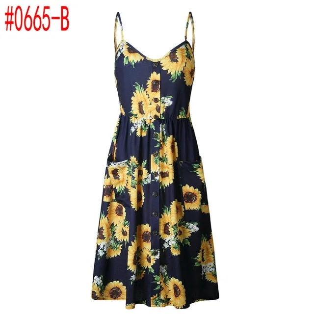 Bohemian Floral Tunic Women's Dress Sweet & Cute Sleeveless