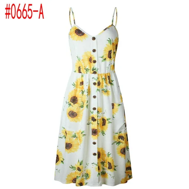 Bohemian Floral Tunic Women's Dress Sweet & Cute Sleeveless