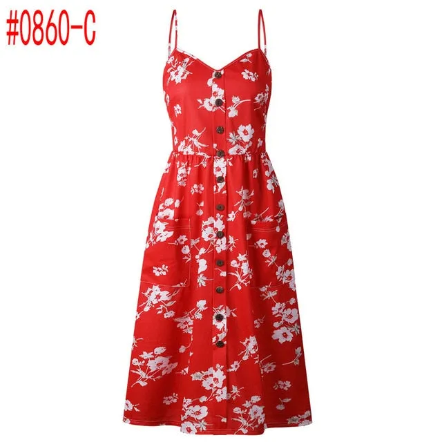 Bohemian Floral Tunic Women's Dress Sweet & Cute Sleeveless