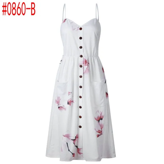 Bohemian Floral Tunic Women's Dress Sweet & Cute Sleeveless