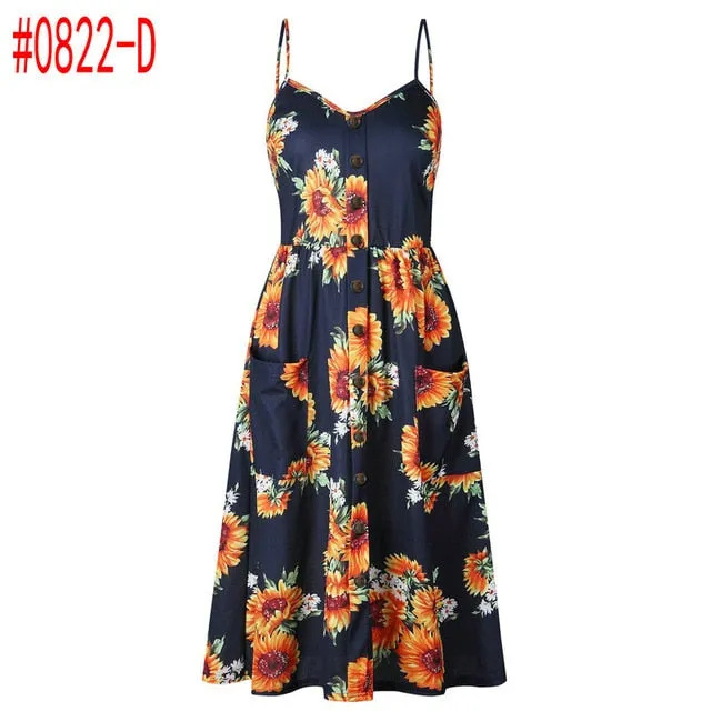 Bohemian Floral Tunic Women's Dress Sweet & Cute Sleeveless
