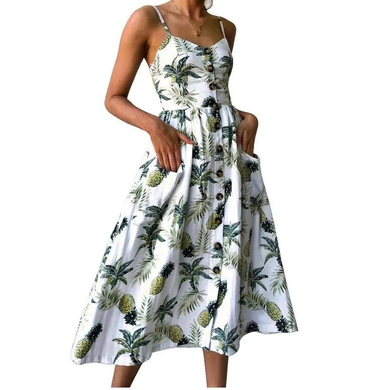 Bohemian Floral Tunic Women's Dress Sweet & Cute Sleeveless