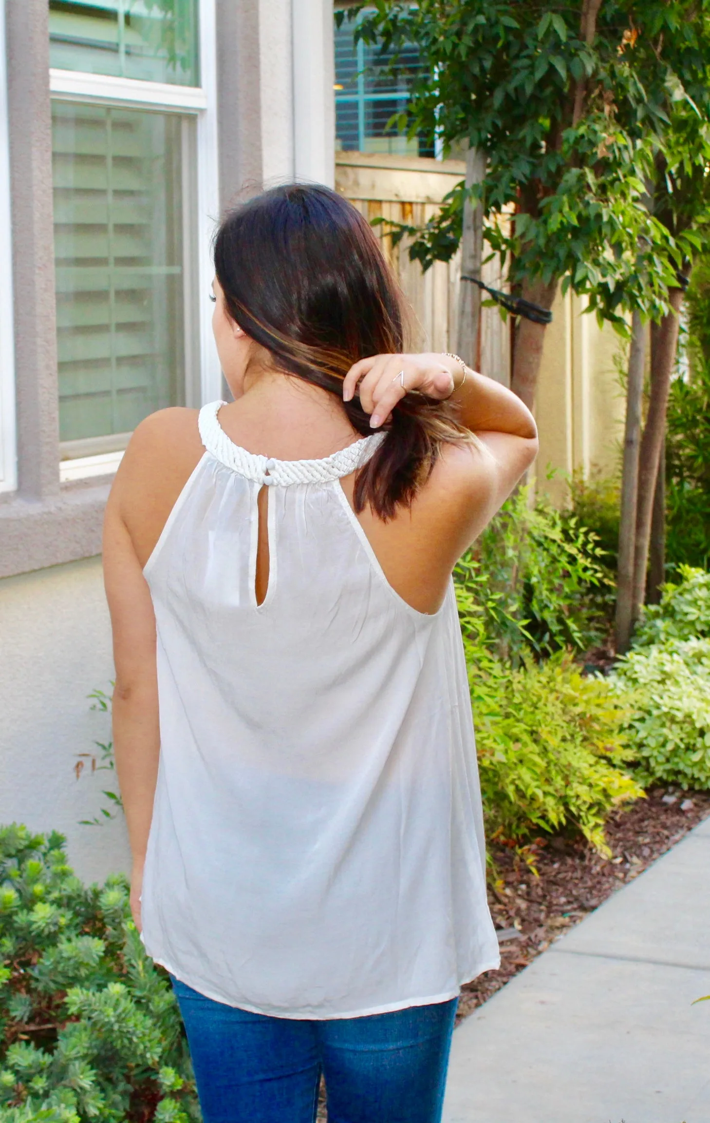 BRAID AWAY HALTER TOP