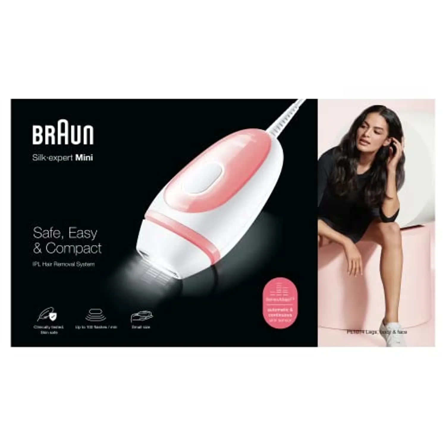 Braun IPL Hair Removal for Women and Men, Silk Expert Mini PL1014 with Venus Razor, FDA Cleared, Permanent Reduction in Hair Regrowth for Body & Face, Corded (Packaging May Vary)