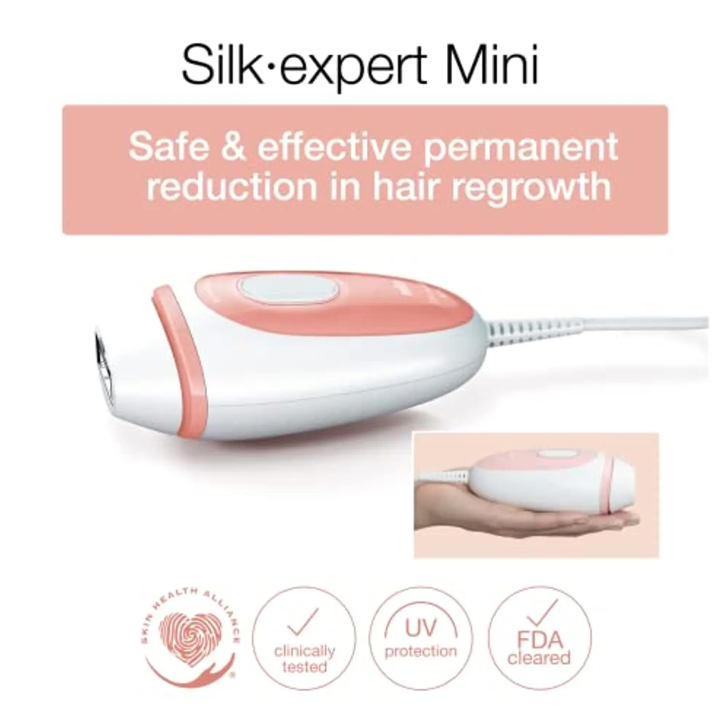 Braun IPL Hair Removal for Women and Men, Silk Expert Mini PL1014 with Venus Razor, FDA Cleared, Permanent Reduction in Hair Regrowth for Body & Face, Corded (Packaging May Vary)