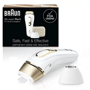 Braun IPL Hair Removal for Women and Men, Silk Expert Pro 5 PL5137 with Venus Swirl Razor, FDA Cleared, Permanent Reduction in Hair Regrowth for Body & Face, Corded (Packaging May Vary)