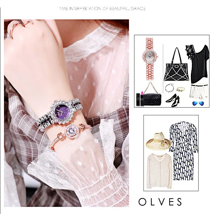 British Style Diamond Inlaid Women's Watch