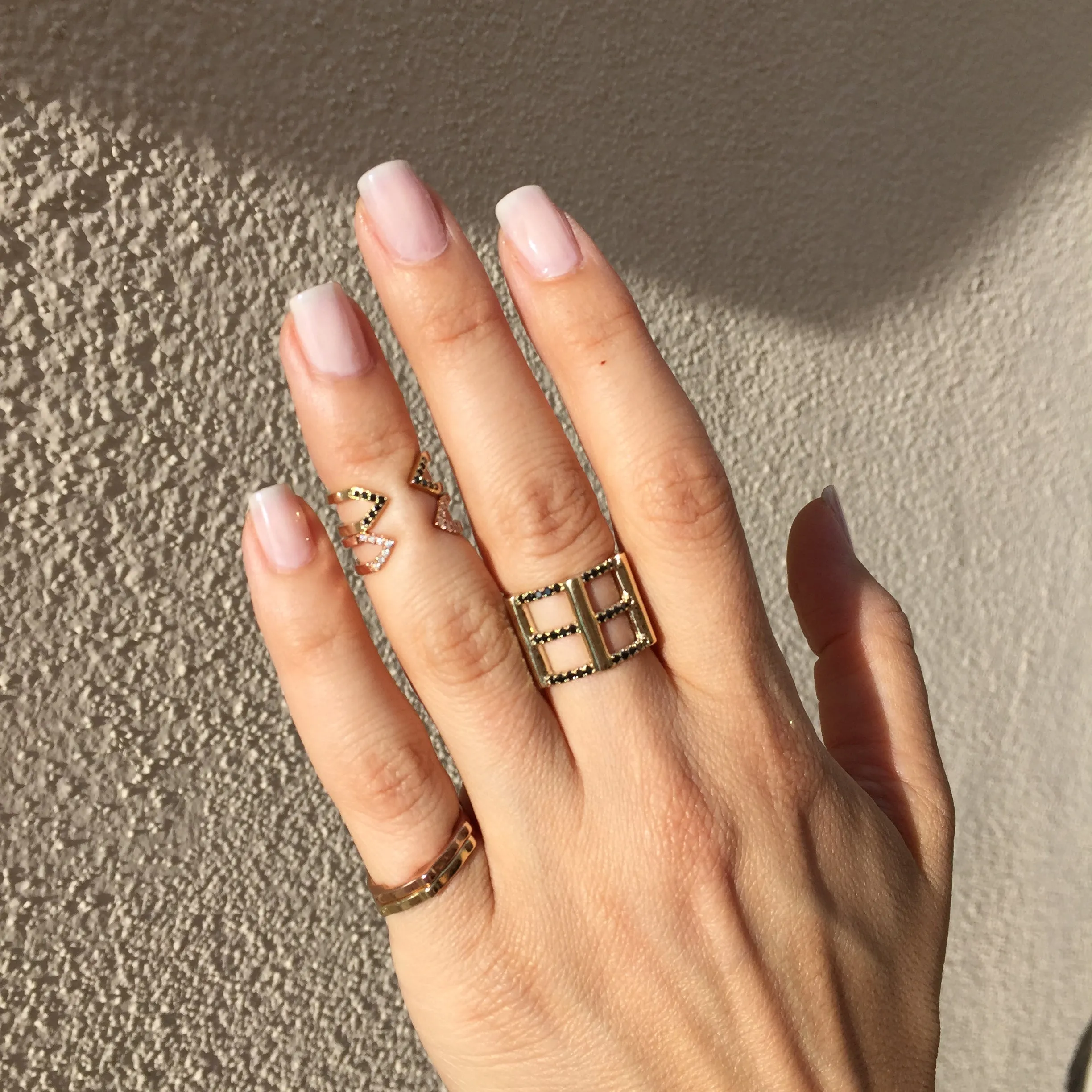 Cage Ring | Gold with Black Diamonds