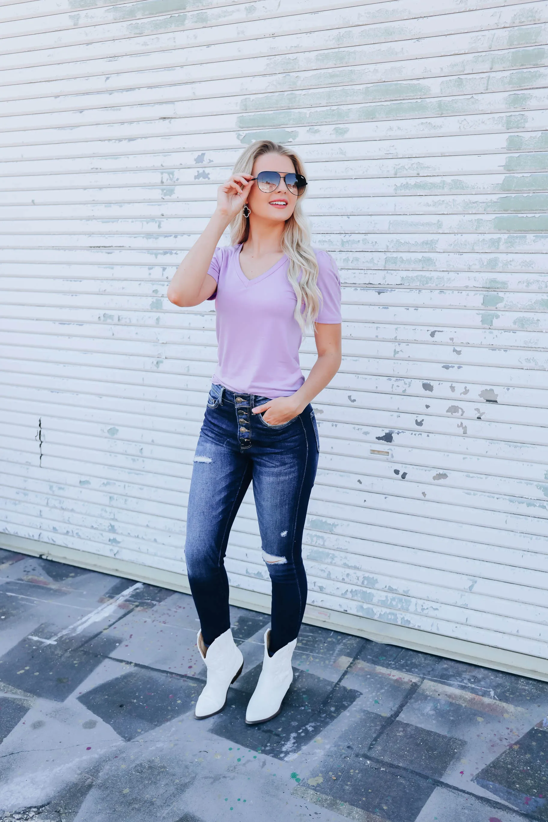 Calida Classic V-Neck Tee - Lilac
