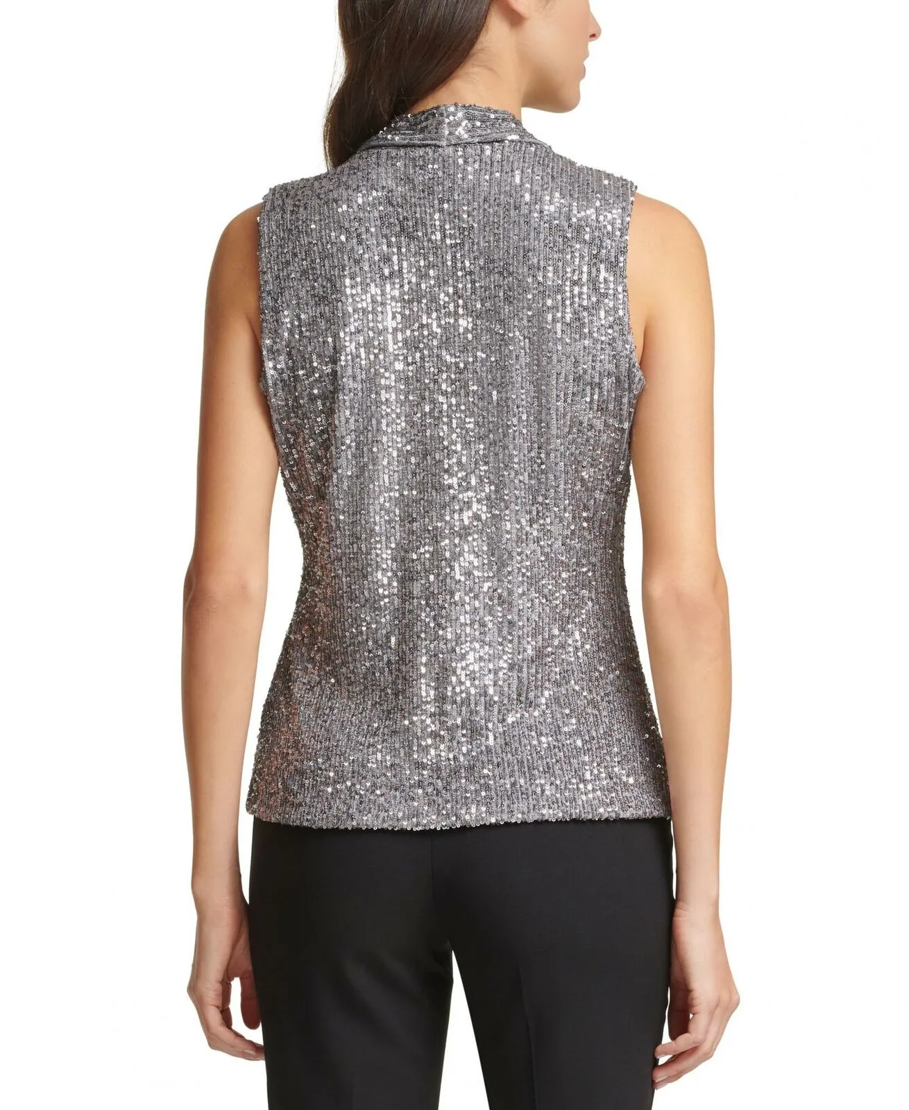Calvin Klein Women's Sleeveless V-Neck Sequin Blouse