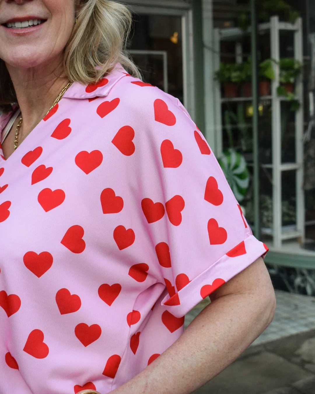CARA COLLARED TOP - PINK -  REG/CURVY